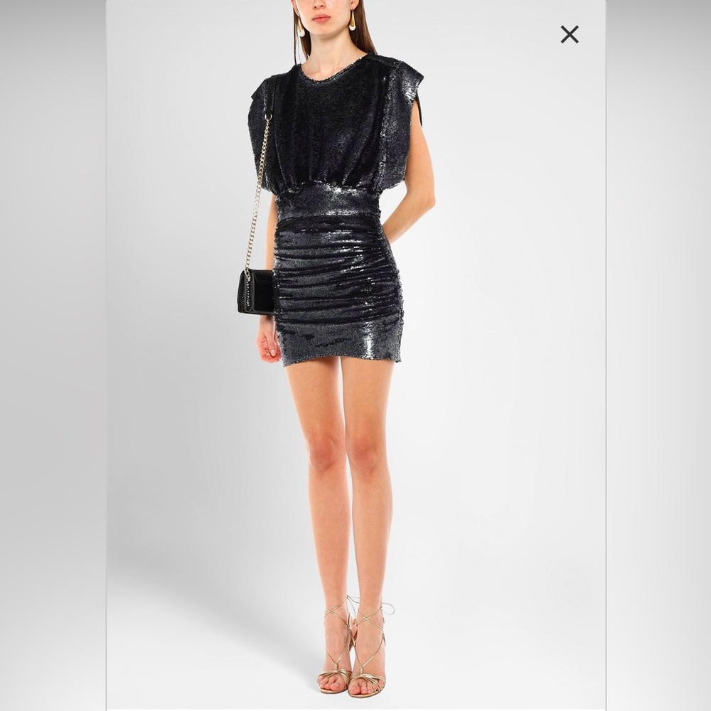 GUC IRO- Black and Silver Sequin Mini Dress. Size US 10